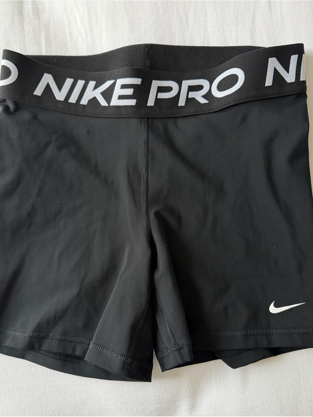 Nike Pro Black Women's Performance Bike Shorts with White Logo